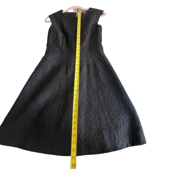 J Crew Dress 4 Textured Eyelet‎ Jacquard Dress Black C9228 Fit And Flare Career - Picture 10 of 16